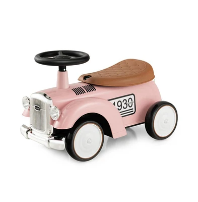 Vebreda Kids Sit to Stand Vehicle with Working Steering Wheel and Under Seat Storage-Pink