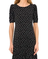 CeCe Women's Puff Sleeve Printed Knit Dress