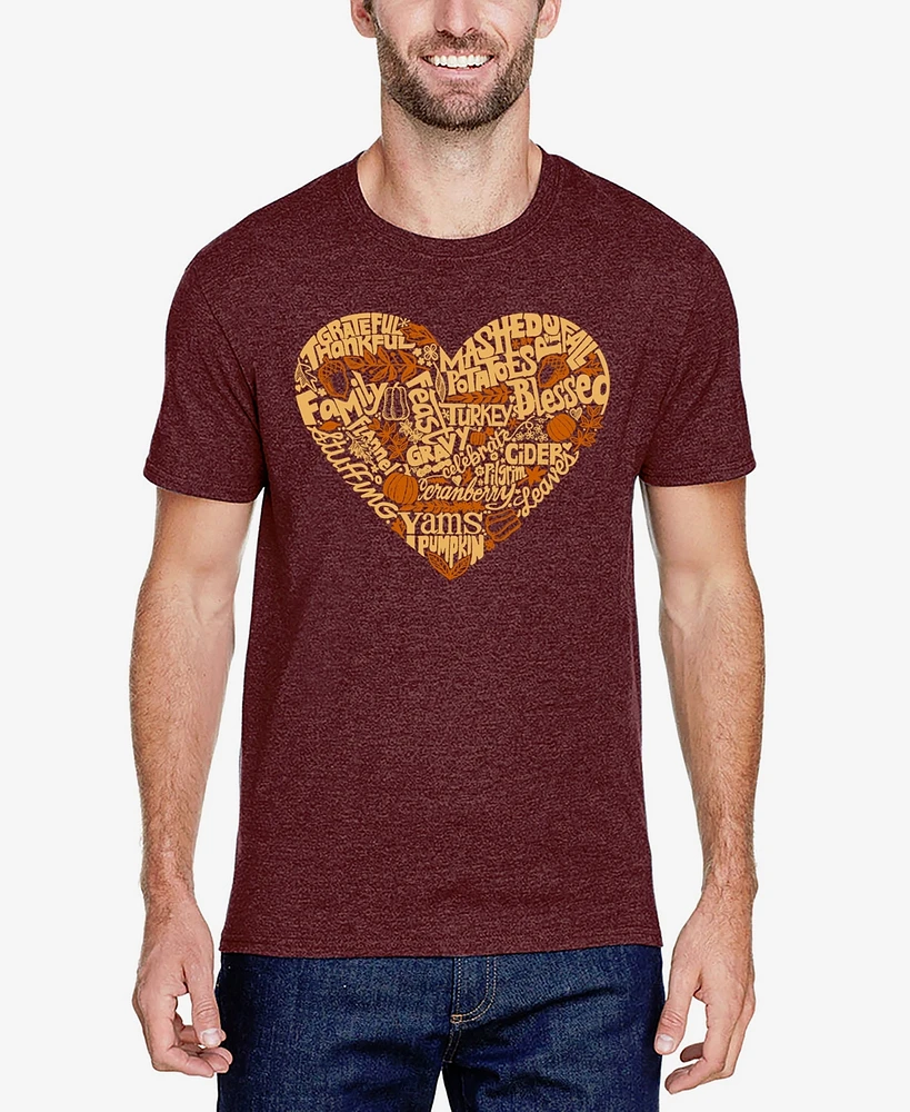 La Pop Art Men's Thanksgiving Heart Premium Blend Word T-Shirt