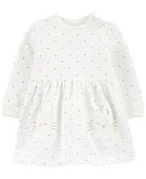 Carter's Baby Girls Cat-Face Polka-Dot Fleece Dress with Diaper Cover