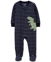 Carter's Baby Boy Fleece Stripe Dinosaur Zip One-Piece