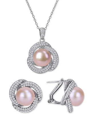 2-Pc. Set Pink Cultured Freshwater Pearl (9-1/2mm