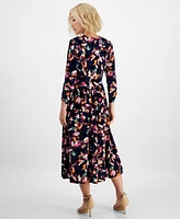 Jamie & Layla Petite Floral-Print Twist-Front Midi Dress