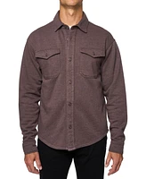 Lazer Men's Relaxed Fit Long Sleeve Button-Front Burnt Fleece Shirt-Jacket