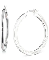 Lauren Ralph Lauren Sterling Silver Medium Logo-Etched Intertwined Hoop Earrings, 1.4"