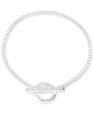 Lauren Ralph Lauren Sterling Silver Logo-Etched Link Bracelet