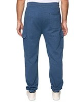 Lazer Men's Relaxed Fit Drawstring Burnout Fleece Cargo Jogger Pants