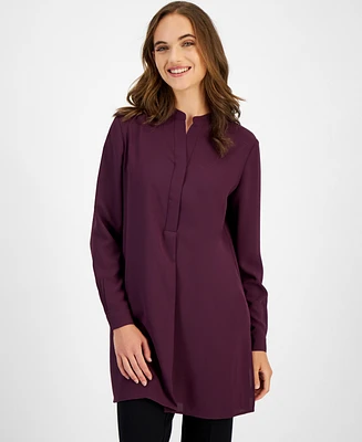 Anne Klein Women's Split-Neck Long-Sleeve Nehru Tunic