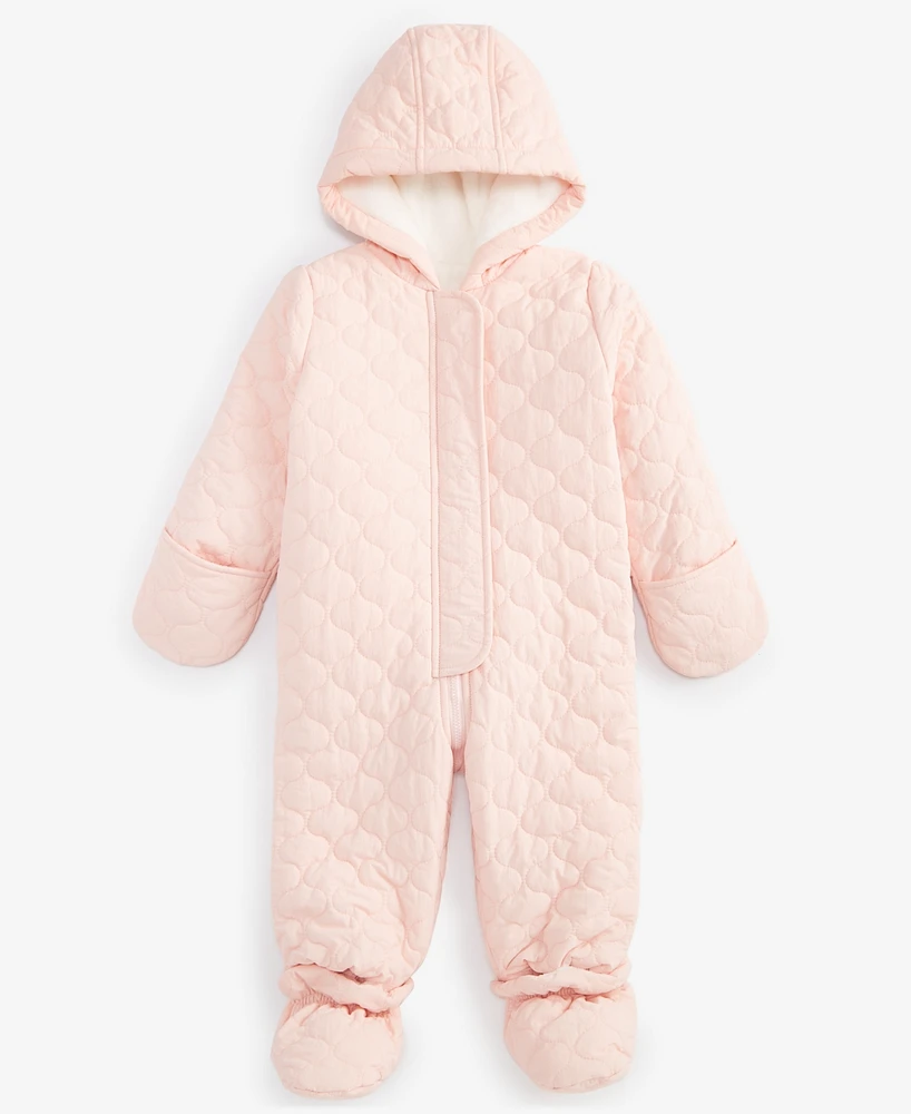 First Impressions Baby Girls Hooded Quilted Footed Snowsuit, Created for Macy's