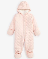 First Impressions Baby Girls Hooded Quilted Footed Snowsuit, Created for Macy's