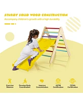 Sugift 3-in-1 Wooden Climbing Triangle Set Triangle Climber with Ramp