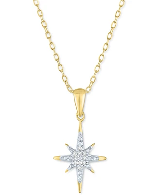 Diamond Accent Star Pendant Necklace in 14k Gold-Plated Sterling Silver, 16" + 2" extender - Gold