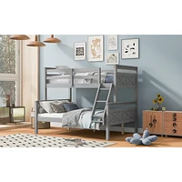 Simplie Fun Twin over Full Bunk Bed with ladder, Safety Guardrail, Perfect for Bedroom, Gray