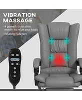 Streamdale Furniture Vibration Massage Office Chair with Heat, Footrest, Gray