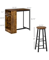 Streamdale Furniture Industrial Counter Height Table & Stool Set with Storage Shelf