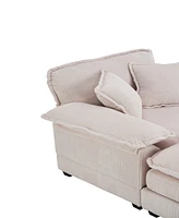 Streamdale Furniture 56.3" Corduroy Sofa with Toss Pillows and Ottoman