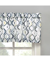 Barker Geometric Semi-Sheer Rod Pocket Kitchen Curtain Valance and Tiers Set