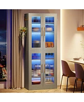 Tribesigns Tall Shoe Cabinet with Acrylic Doors and Led Lights, 8