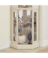 Simplie Fun Lighted Corner Curio Cabinet for Display and Storage