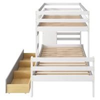 Streamdale Furniture Twin over Twin Loft Bunk Bed with Drawers and Ladder, Gray