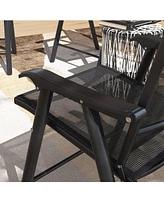Folding Sling Patio Chairs with Armrests for Outdoor Relaxation