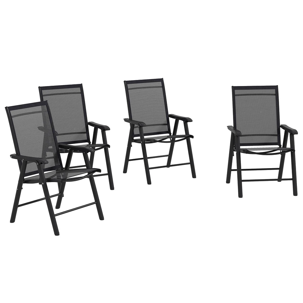 Simplie Fun Folding Sling Patio Chairs with Armrests for Outdoor Relaxation