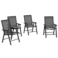 Simplie Fun Folding Sling Patio Chairs with Armrests for Outdoor Relaxation