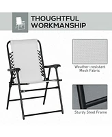 Patio Folding Sling Chairs with Armrests