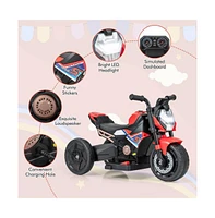Vebreda Kids Ride-on Motorcycle 6V Battery Powered Motorbike with Detachable Training Wheels-Pink