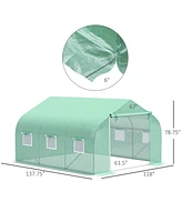 Streamdale Furniture Walk-in Greenhouse w/Roll-up Windows, Zippered Door, Pe Cover