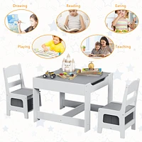 Kids Table Chairs Set With Storage Boxes Blackboard Whiteboard Drawing