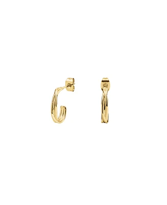 Rosefield Twisted Hoops In 14K Yellow Gold Plated Stainless Steel
