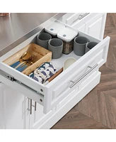 Portable Kitchen Island with Stainless Steel Top and Integrated Storage