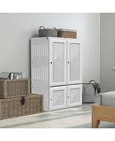 Homcom Portable Wardrobe Closet w/ 6 Cube Compartments, White