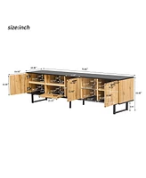 80" Modern Tv Console with Cabinets and Shelves