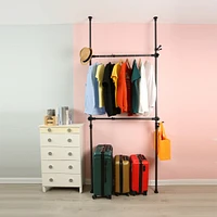 Telescopic Garment Rack, Adjustable, Heavy-Duty, No Wall Damage