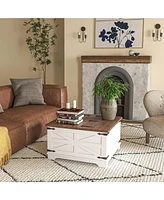 Coffee Table with Flip Top Hidden Storage, Square Center Table White
