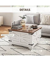 Coffee Table with Flip Top Hidden Storage, Square Center Table White