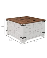 Simplie Fun Coffee Table with Flip Top Hidden Storage, Square Center Table White