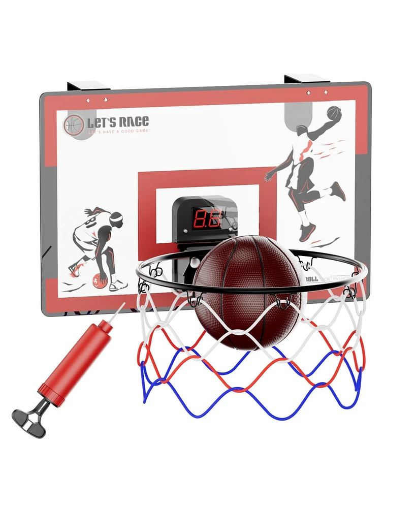 Contixo Slam Dunk Mini Indoor Basketball Hoop Set with 2 Balls - Foldable Over-The-Door Game for Wall, Bedroom, or Office.