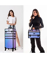 Byootique 4in1 Rolling Makeup Train Case Cosmetic Organizer Wheel Mermaid