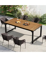 Tribesigns Outdoor Dining Table for 6, 70.9" x 35.4" Rectangular Patio Dining Table with Wpc Tabletop and Aluminum Frame for Garden, Backyard and Porc