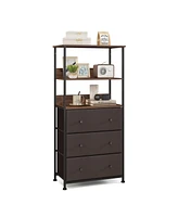 Skonyon Chest of Fabric Drawer with 3 Folding Fabric Drawers and Anti-tipping Devices-Brown