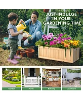 Sugift Folding Wooden Raised Garden Bed with Removable Bottom for Herbs Fruits Flowers