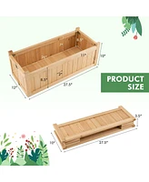 Sugift Folding Wooden Raised Garden Bed with Removable Bottom for Herbs Fruits Flowers