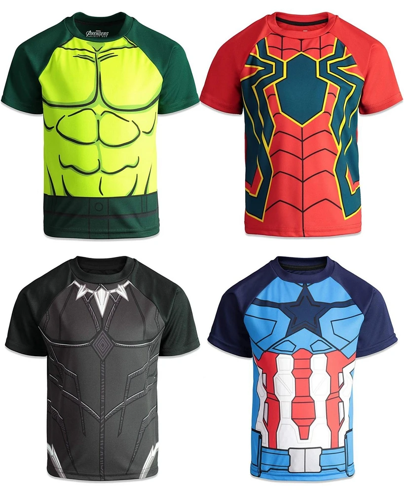 Marvel Big Boys Avengers Spider-Man Mech Strike 4 Pack Cosplay Athletic T-Shirts to (2T