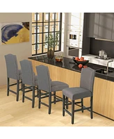 Skonyon 25 Inch Set of 2 Upholstered Counter Height Bar Stools with Rubber Wood Legs