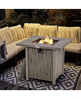 Sugift 28 Inch 40 000 Btu Square Fire Pit Table with Lid and Lava Rocks-Gray