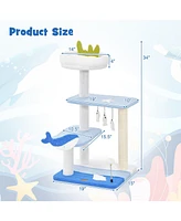 Sugift 3-level Cat Tower with Sisal Covered Scratching Posts-Blue