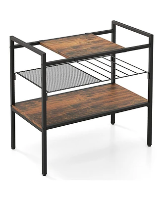 Sugift Industrial Entryway Table with Removable Panel and Mesh Shelf